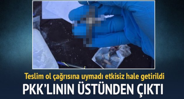 PKK'lının üzerinden haç çıktı