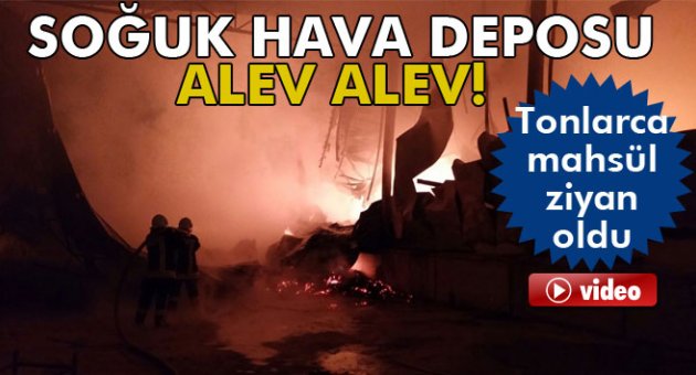Soğuk hava deposu alev alev yandı