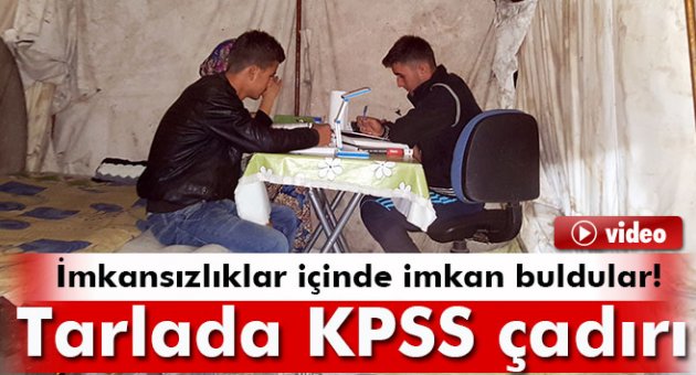 Tarlaya kurdukları &#039;KPSS çadırı&#039;nda sınava hazırlanıyorlar