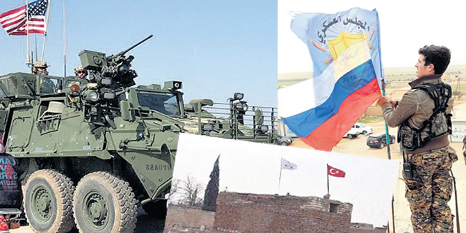 Türk, ABD, Rus Bayrakları Çekildi!