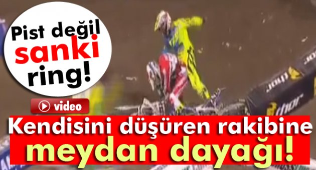 Yarışta kendisini düşüren rakibine meydan dayağı