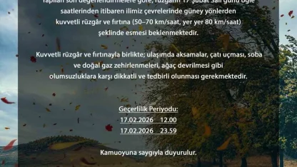 Bursa’da rüzgâr hızı 80 kilometreye çıkabilir