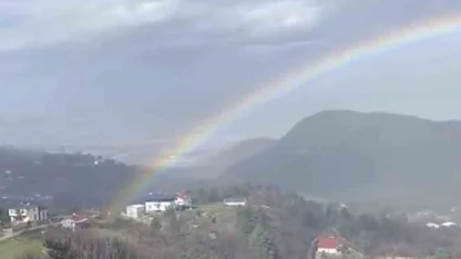 Bursa’da yağmur sonrası gökkuşağı görsel şöleni