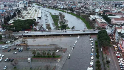 Çanakkale’de taşan Sarıçay dron ile görüntülendi
