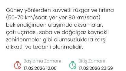 Denizli için fırtına uyarısı