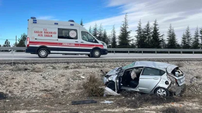 Karaman’da otomobil şarampole takla attı: 1 yaralı