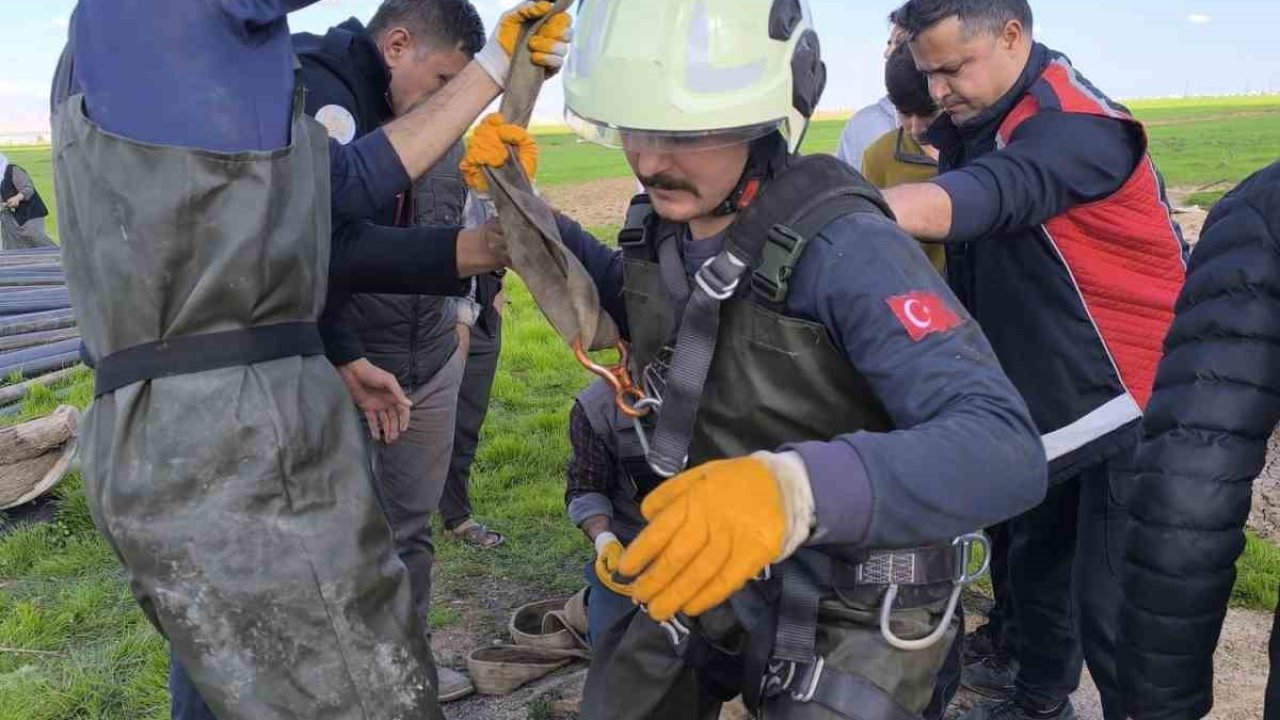 Kuyuya düşen inek itfaiye ekiplerince kurtarıldı