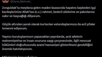 RTÜK Başkanı Daniş’ten Zonguldak’ta meydana gelen maden kazası için yayıncı kuruluşlara uyarı