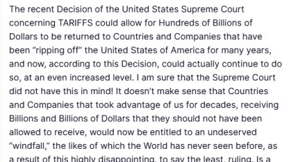 Trump, ABD Yüksek Mahkemesi’ni gümrük vergisi kararını gözden geçirmeye çağırdı
