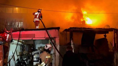 Alevlerin geceyi aydınlattığı yangında ev ve otomobil küle döndü