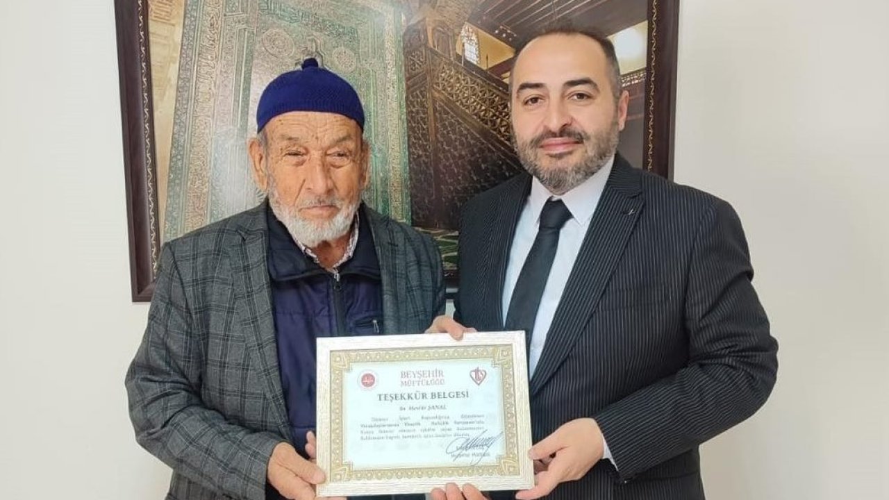 Beyşehirli 84 yaşındaki hafız Konya ikincisi oldu