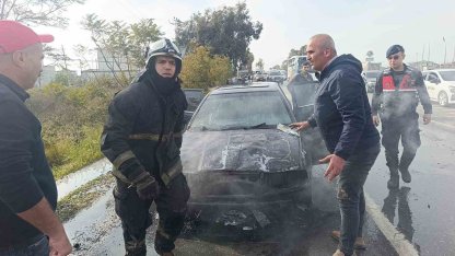 Bir hafta önce satın aldığı araç alev alev yandı