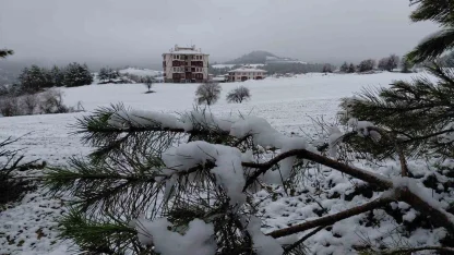 Bolu martta yağan karla beyaza büründü