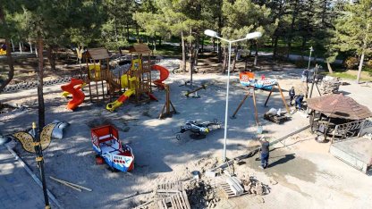 Ertuğrulgazi Türbesi içerisindeki park alanında çalışmalar hız kazandı