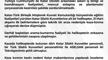 Katar’da askeri helikopter kazası: 3 Türk personel şehit