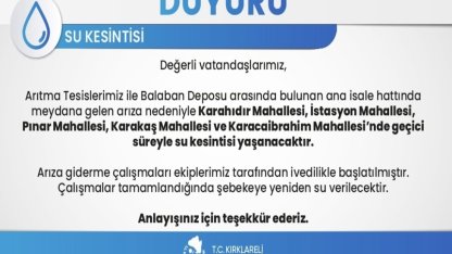 Kırklareli’nde su kesintisi Ramazan’da vatandaşları mağdur etti