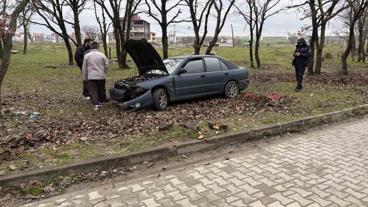 Kontrolden çıkan otomobil ağaçlık alana daldı: 1 yaralı