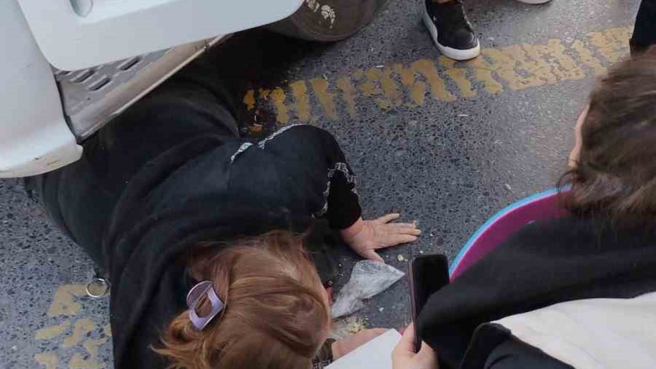Küçükçekmece’de tırın çarptığı kadın yaralandı: Kaza anı kamerada