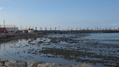 Kuvvetli fırtına sonrası İskenderun Körfezi’nde deniz suyu çekildi