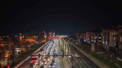 Polatlı’da bayram dönüşü oluşan trafik havadan görüntülendi