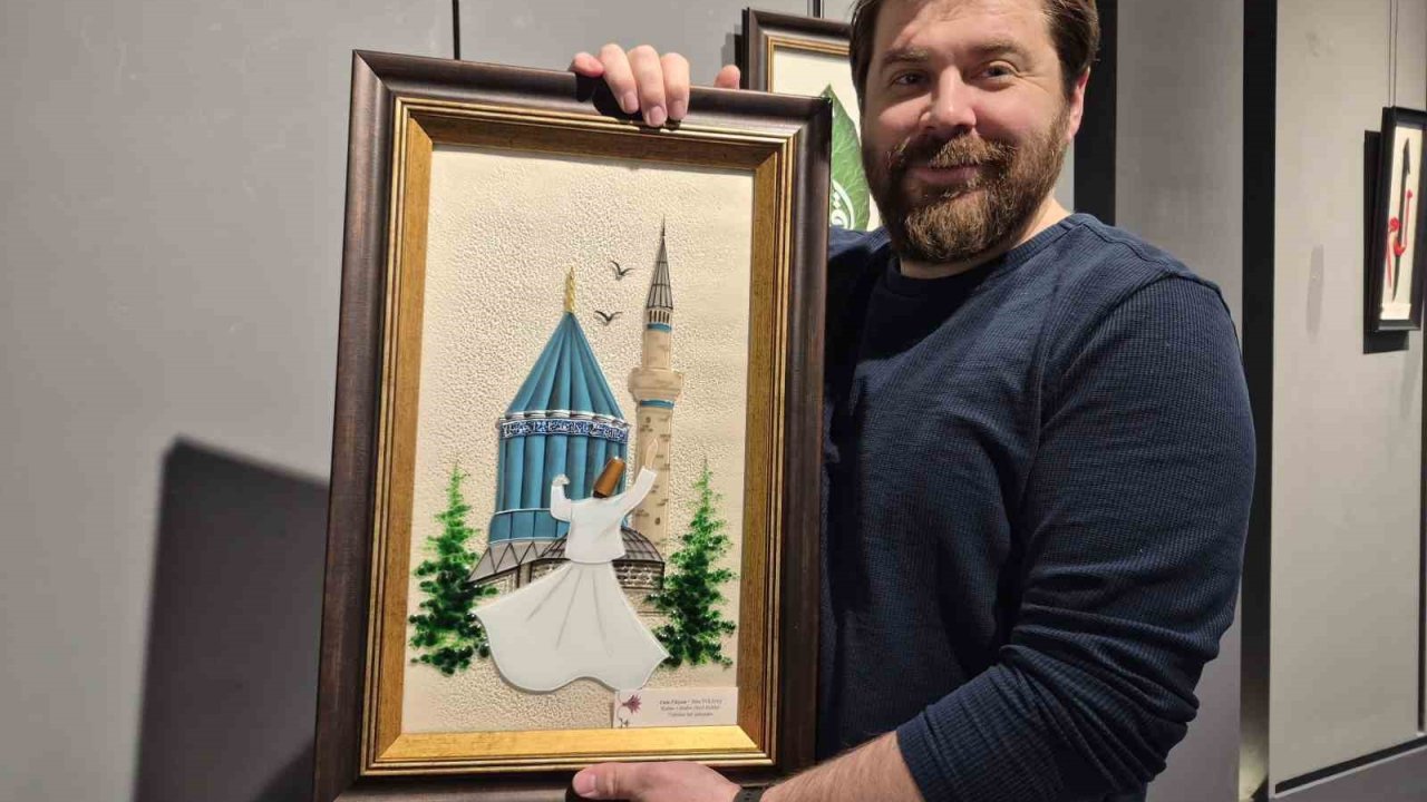 Sanatçı Taha Yoldaş, cam ve hat sanatını birleştirdi