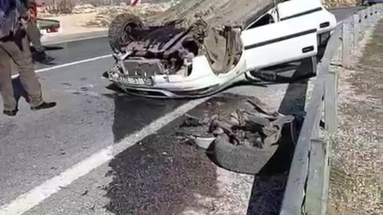 Takla atan araçtan burnu bile kanamadan kurtuldu