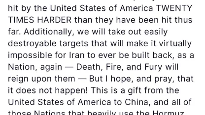 Trump’tan İran’a Hürmüz Boğazı uyarısı: "Yirmi kat daha sert şekilde vururuz"