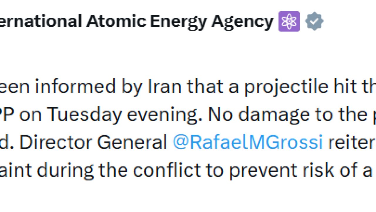 UAEA: "İran, Buşehr Nükleer Santrali yerleşkesine füze isabet ettiğini bildirdi"