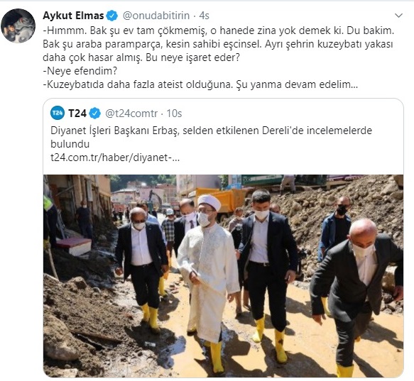 Aykut Elmas' tan Diyanet İşleri Başkanı' na esprili gönderme