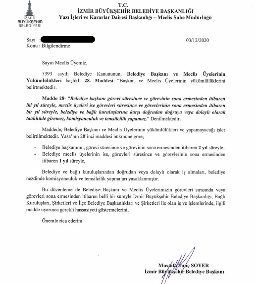 Tunç Soyer hangi başkan ve meclis üyelerine mesaj verdi?