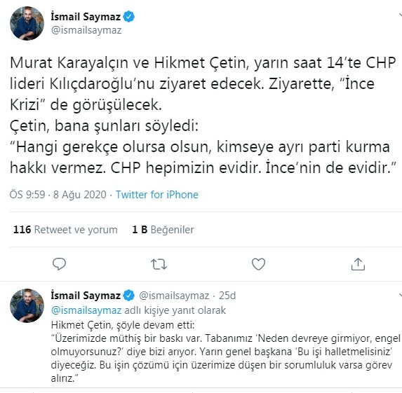 İnce için CHP' nin eski genel başkanları devrede