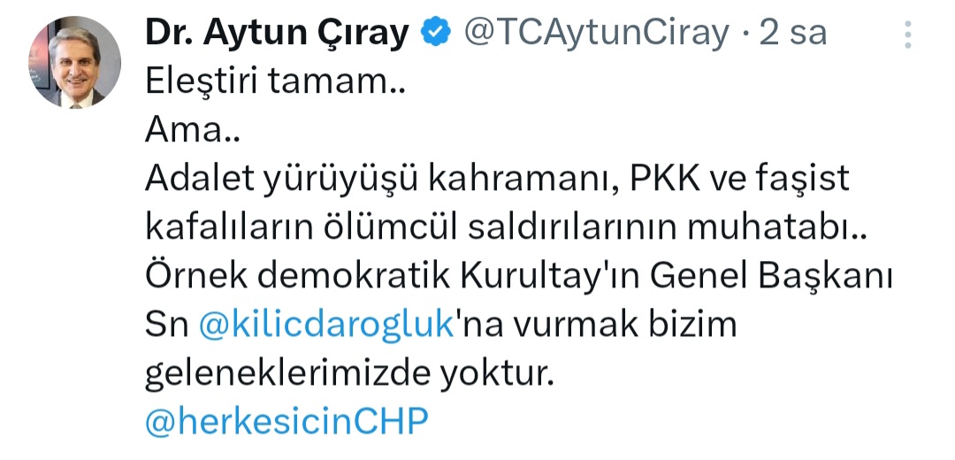Aytun Çıray'dan Kılıçdaroğlu'na destek