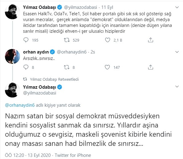 Şair Yılmaz Odabaşı ile Tiyatrocu Orhan Aydın' ın sosyal medya kavgası