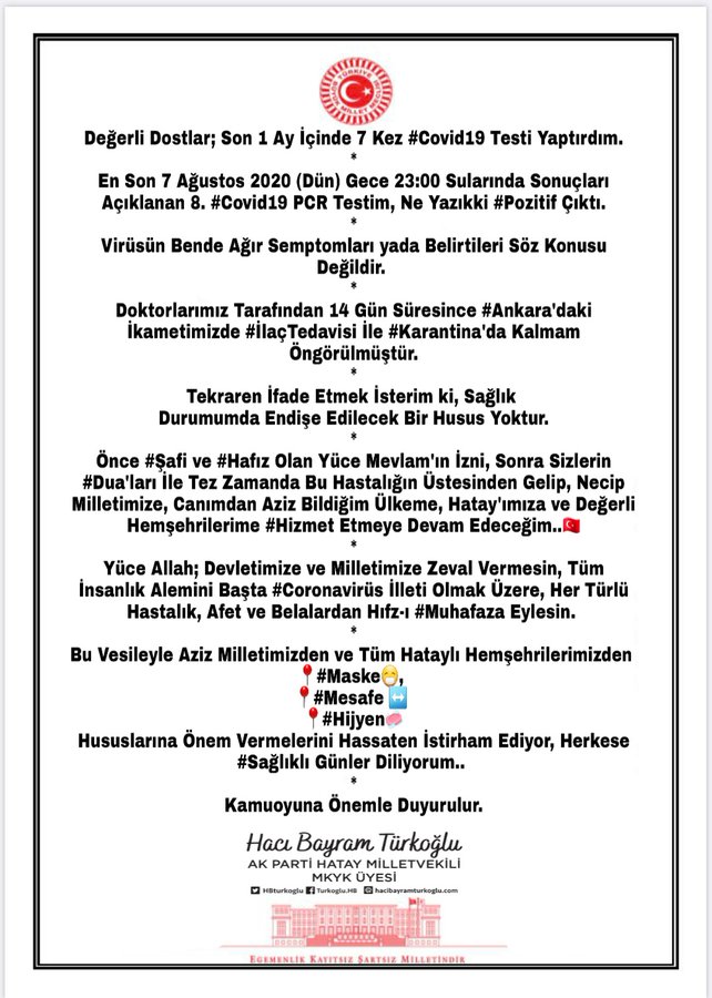 Ayasofya açılışına katılanlardan bir koronavirüs haberi daha geldi