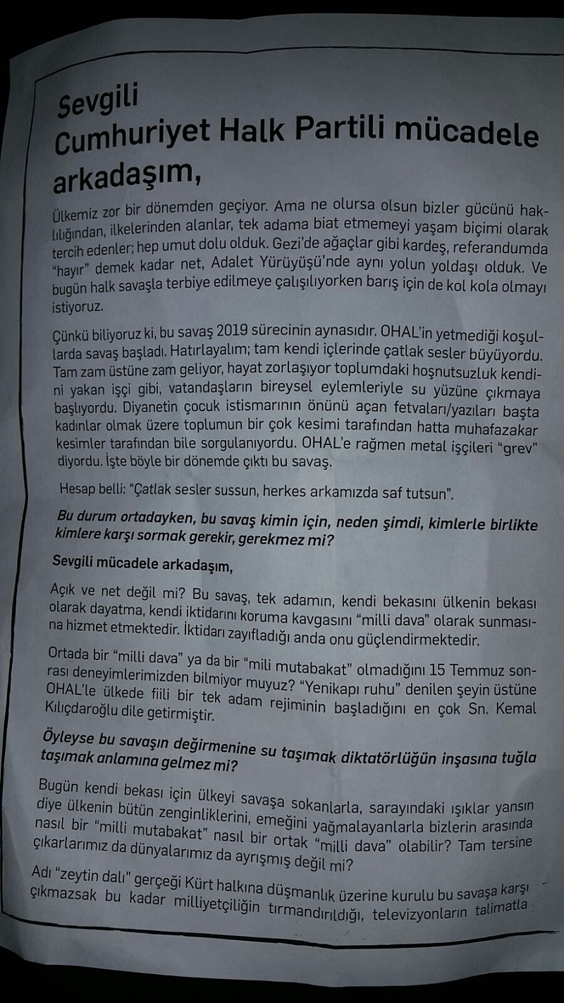 Kurultay'da Dikkat Çeken Bildiri 1