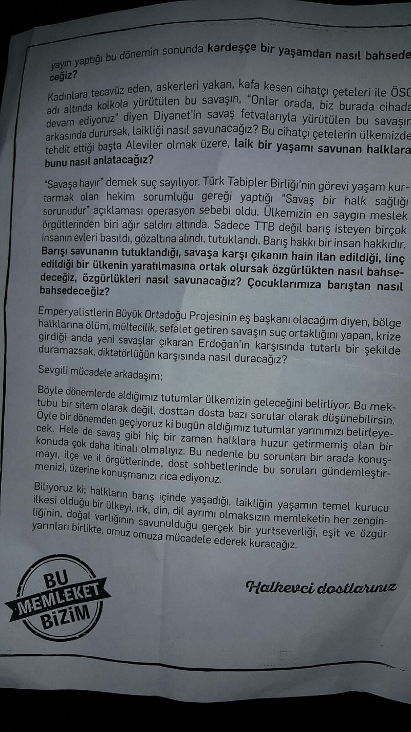 Kurultay'da Dikkat Çeken Bildiri 2