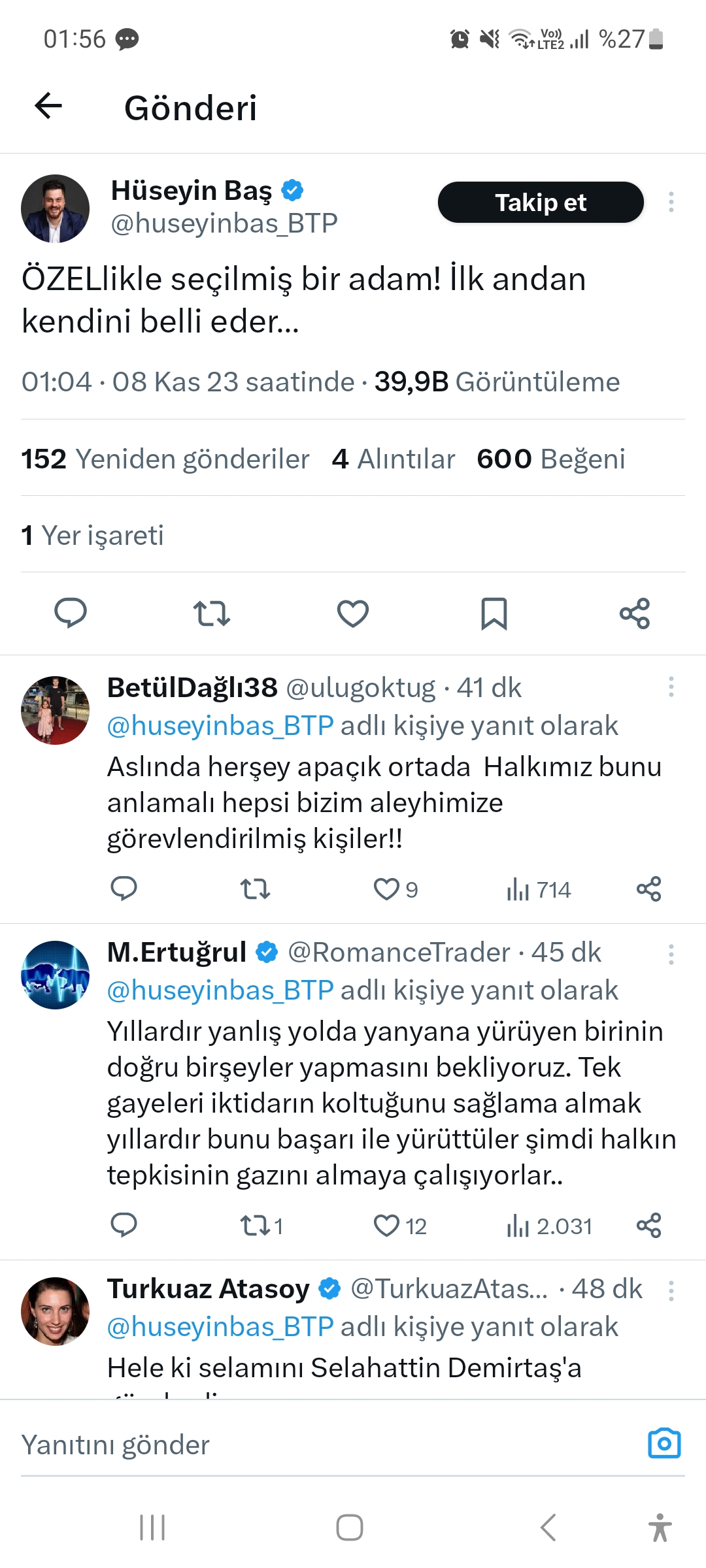 Hüseyin Baş’tan Gizemli Mesaj 1