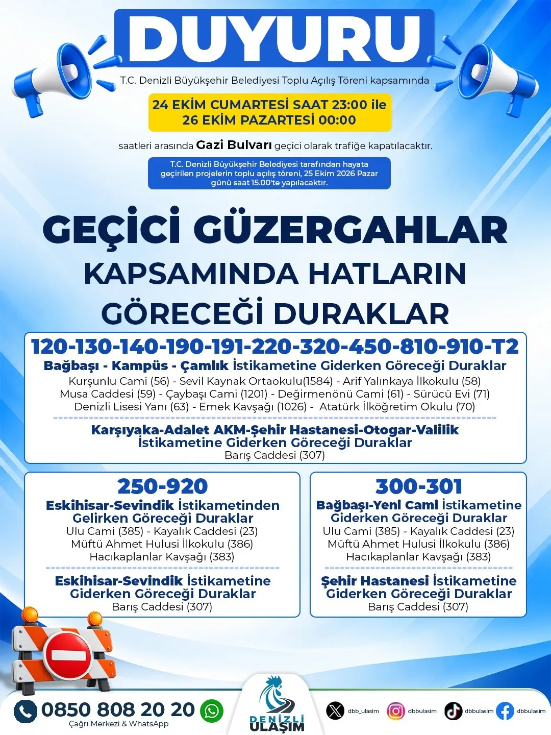 Denizli'de hafta sonu ulaşım planı değişti: O cadde trafiğe kapatılıyor
