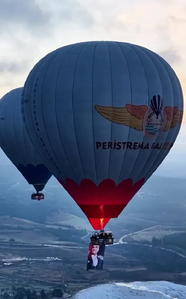 Pamukkale semalarında Cumhuriyet şöleni: Beyaz cennet bayraklarla donatıldı