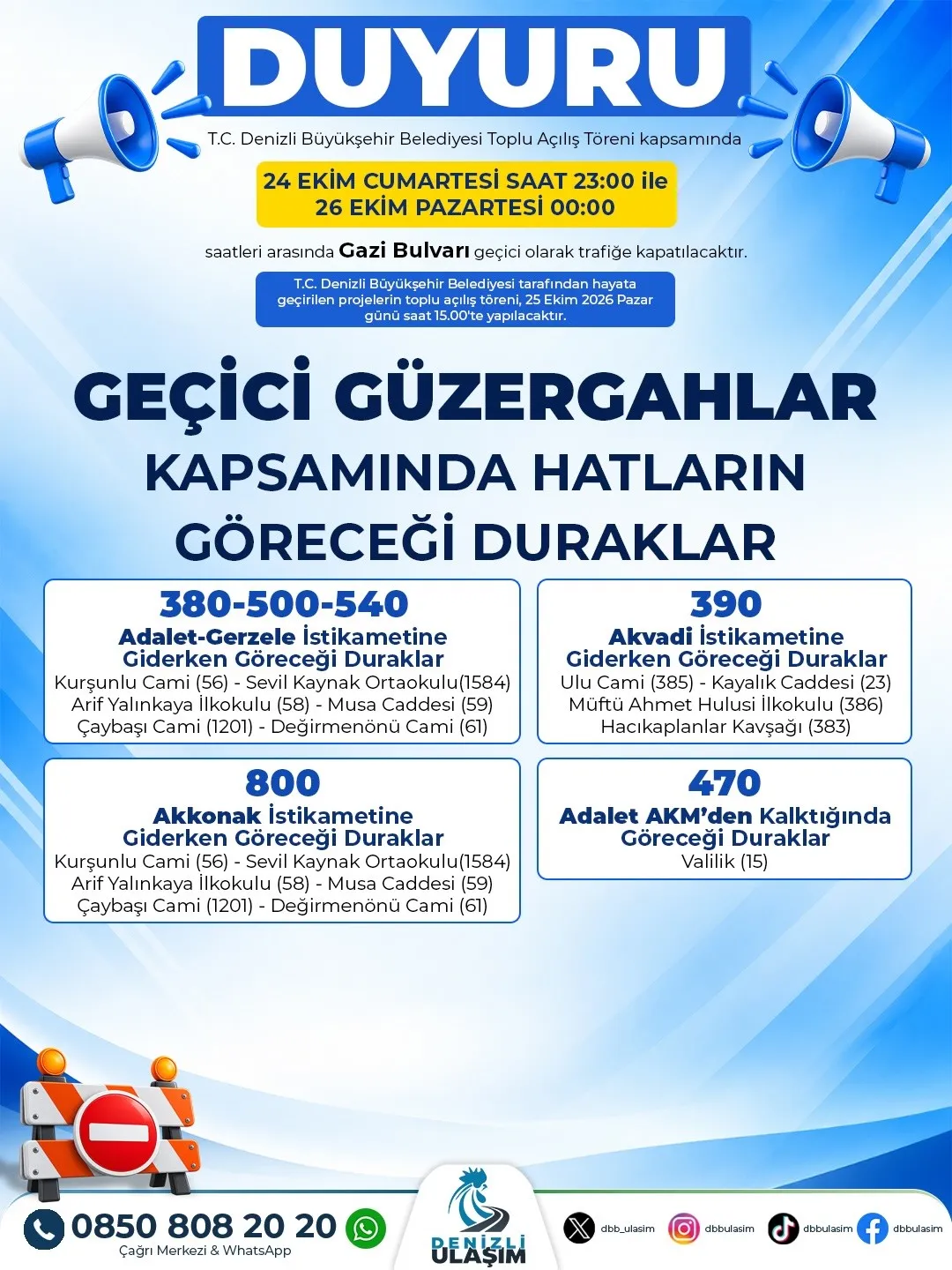 Denizli'de hafta sonu ulaşım planı değişti: O cadde trafiğe kapatılıyor