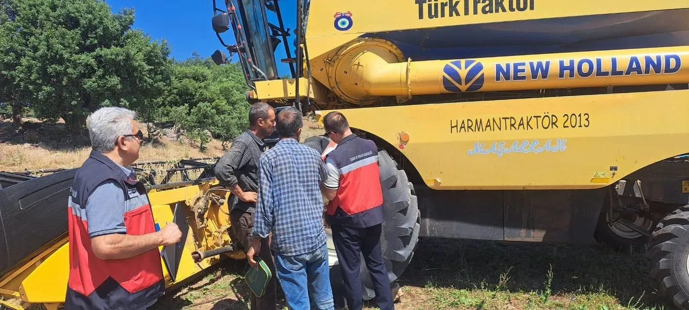 Gediz ovasında hasat mesaisi: Biçerdöverler denetimden geçti