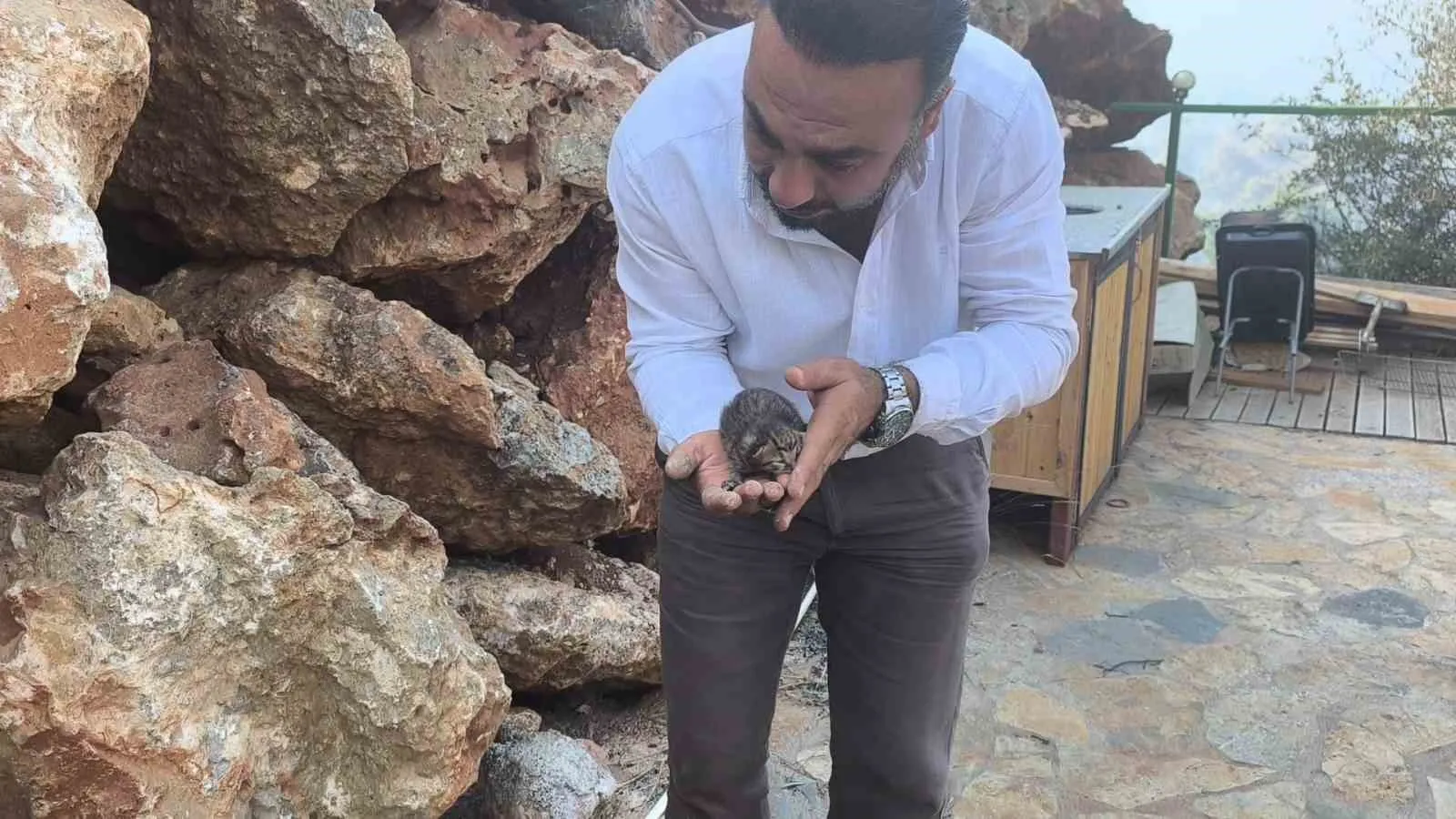 Fethiye'deki yangın felaketinde duygulandıran kurtuluş: Minik cana gazeteci eli uzandı