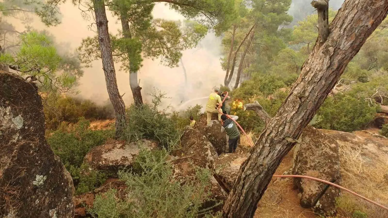 Çine’de alevlerle amansız yarış: Ekiplerin ikinci gün mesaisi sürüyor