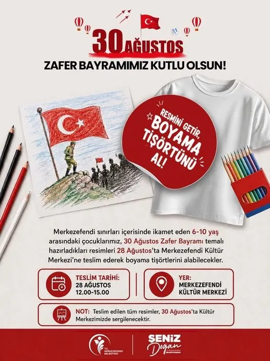 Merkezefendi’de 30 Ağustos Coşkusu Minik Ressamların Fırçalarında Canlanacak