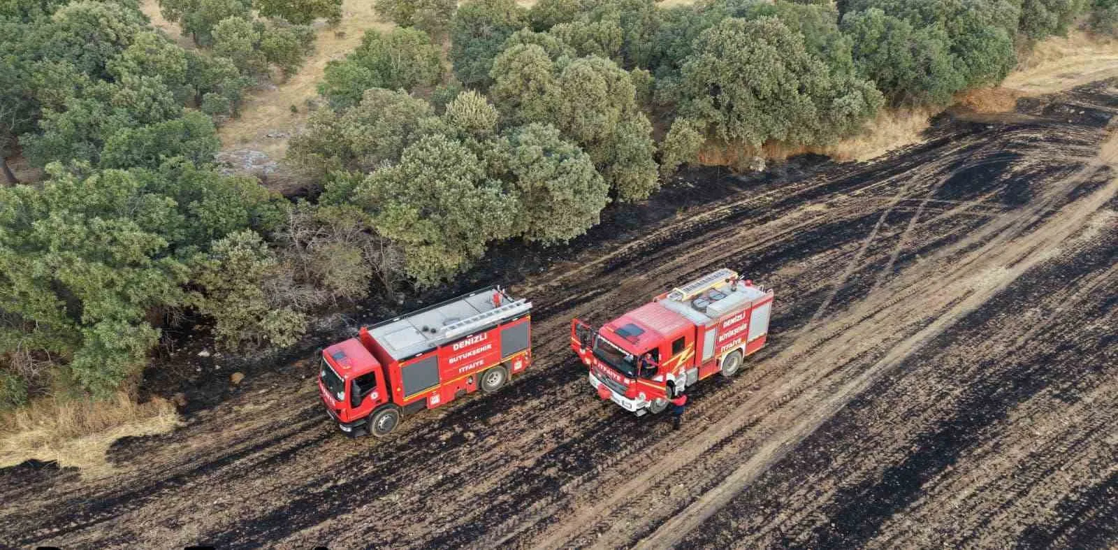 Çivril’de korkutan yangın: 100 dönümlük arazi küle döndü