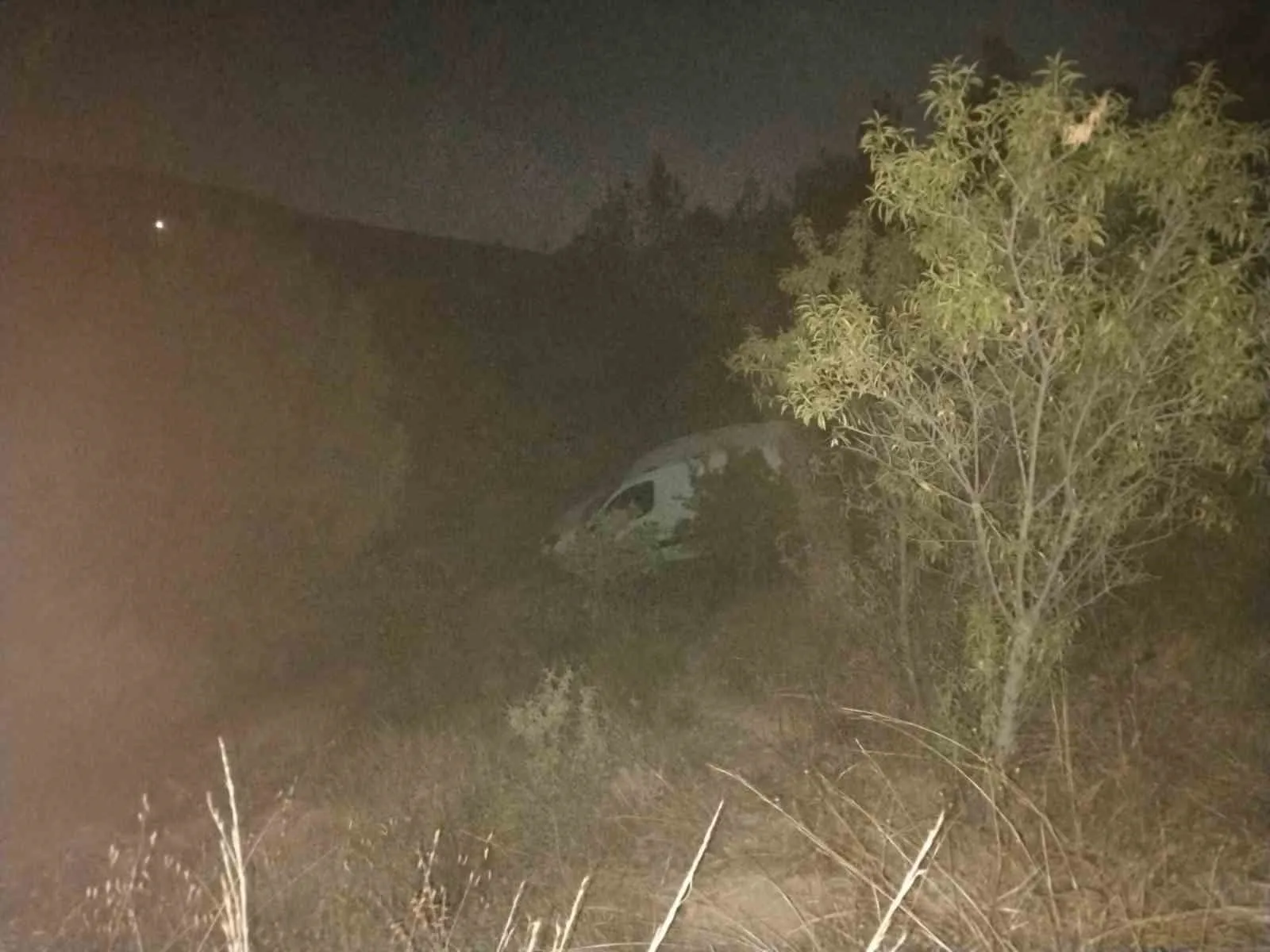 Çal’da Gece Saatlerinde Kaza: Yabani Hayvana Çarpıp Takla Attı, Sürücü Ortada Yok