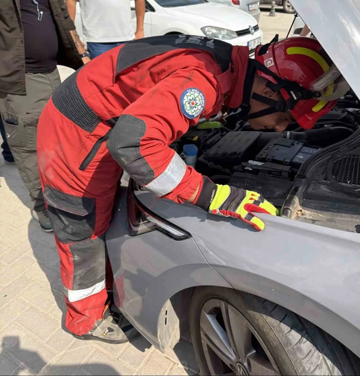 Menteşe'de yürekleri ağza getiren kedi kurtarma operasyonu