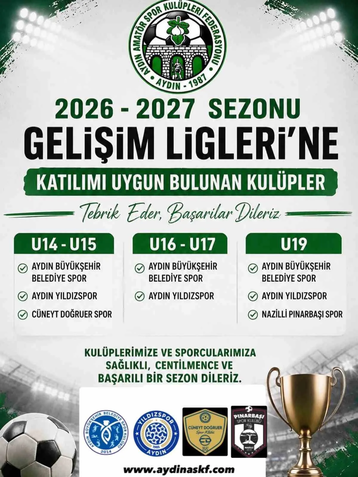 Aydınlı genç yetenekler vitrine çıkıyor: Gelişim Ligleri’nde heyecan başlıyor