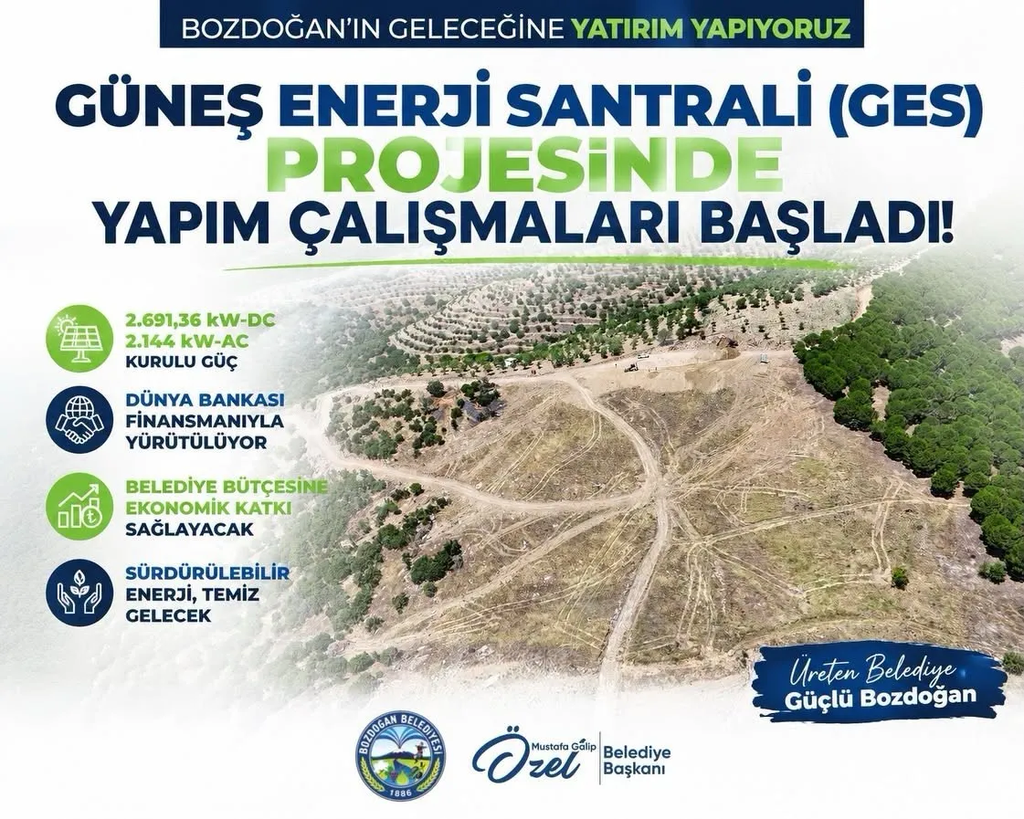 Bozdoğan’ın enerji devrimi güneşle başlıyor: Belediye kendi elektriğini üretecek