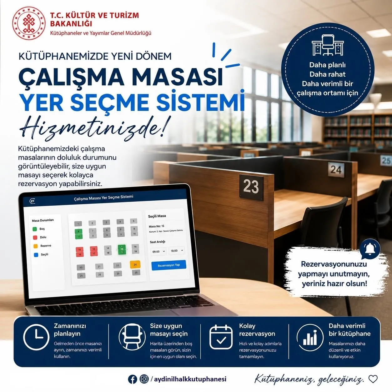 Aydın'da kütüphaneye gitmeden masanız hazır: Yeni dönem başladı